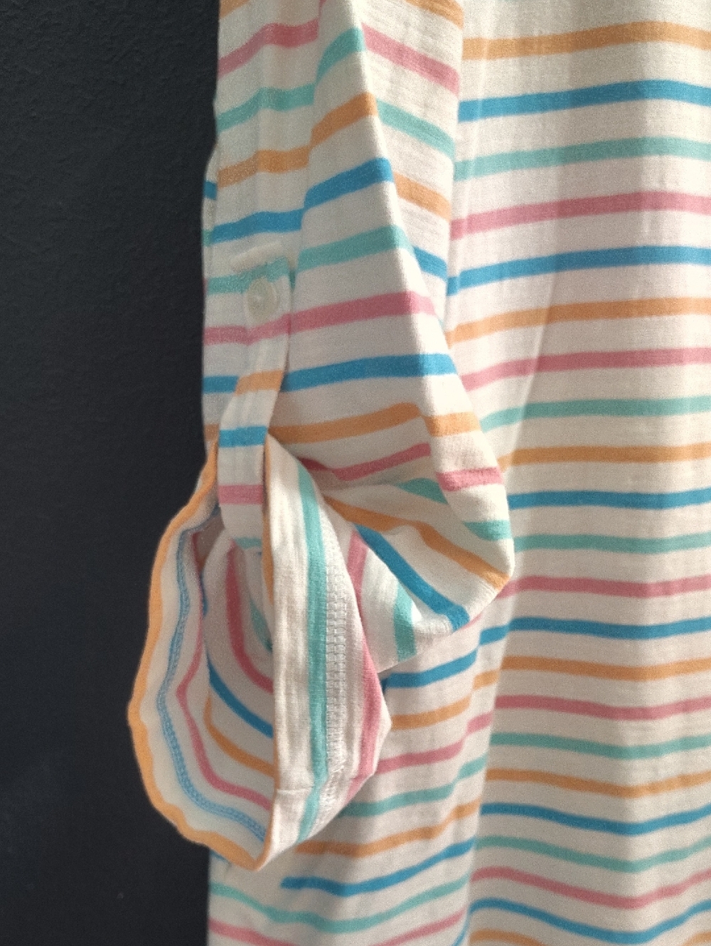 Sun Bay Cotton Striped Pastel Drawstring Beach Cover Up/Tunic Front Pockets - Picture 5 of 9